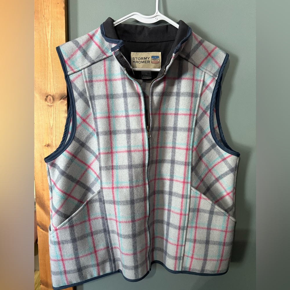 Stormy Kromer Women's Grey Plaid Fleece Vest